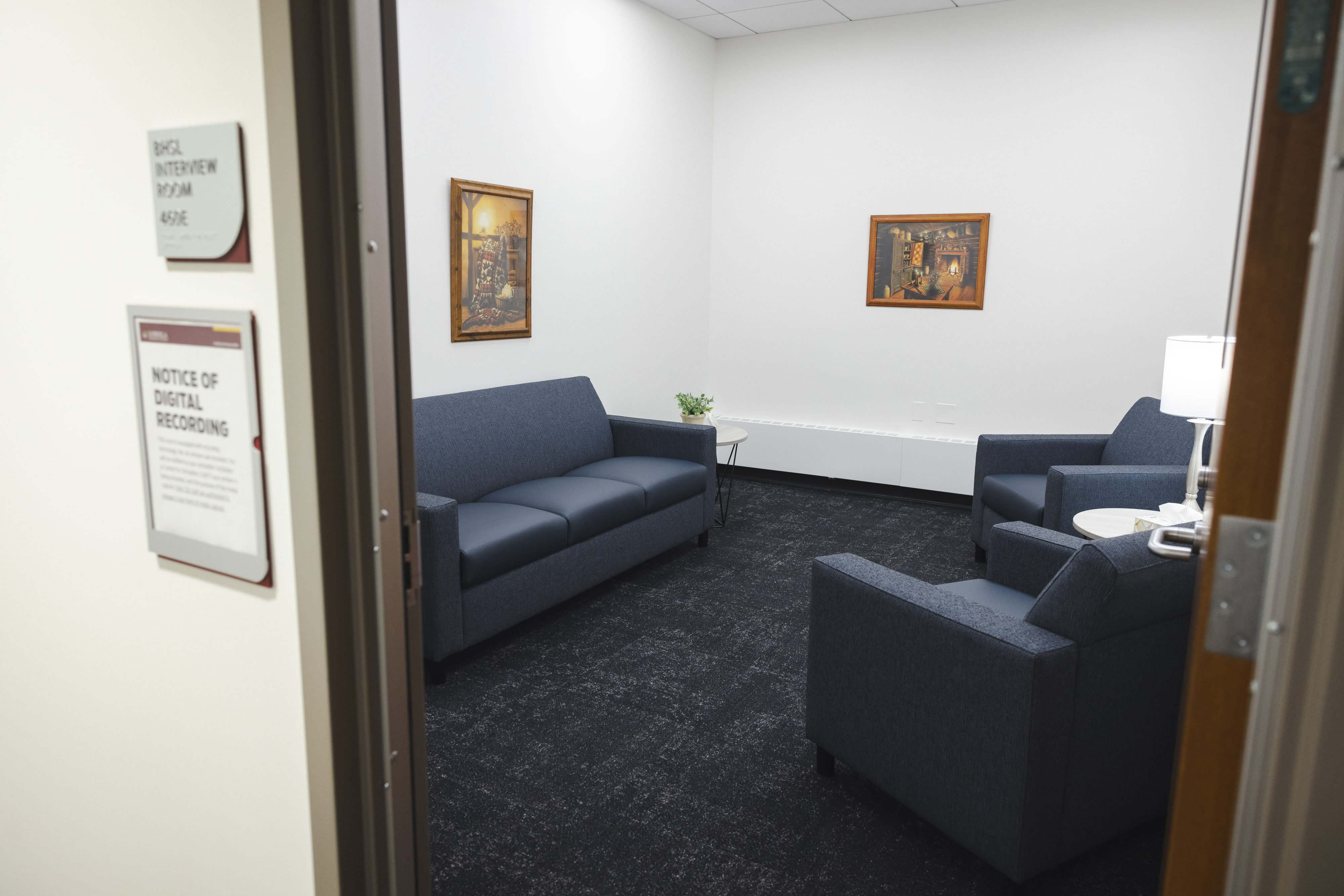 View into a simulated interview room