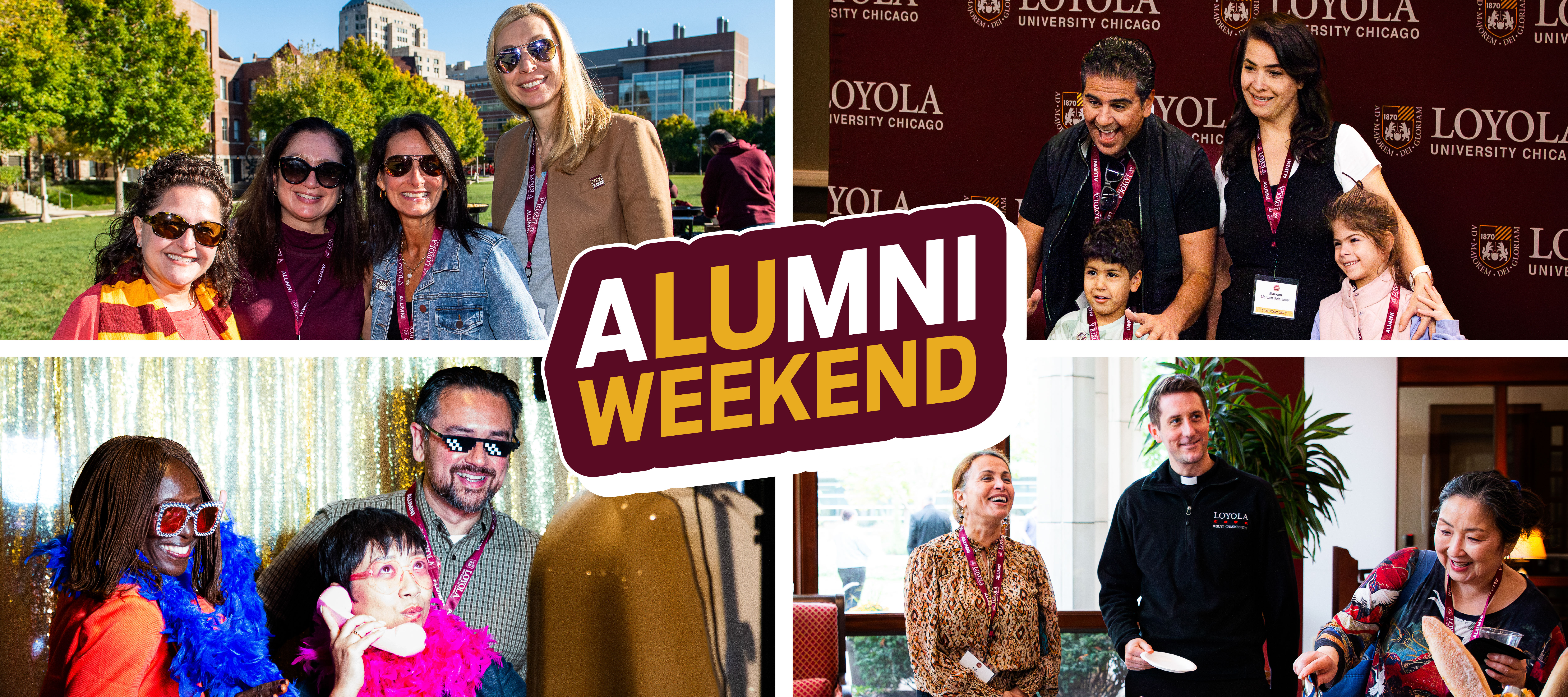 Loyola homecoming activities, students dining, socializing, and celebrating
