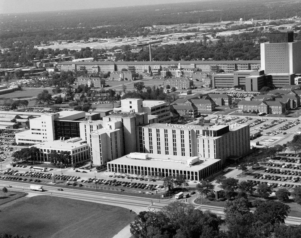Aerial photograph showing the Loyola University Medical Center in Maywood, Illinois