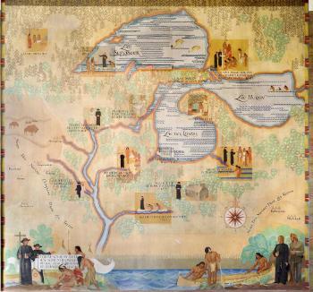 Mural in Cudahy Library reading room Mural in Cudahy Library reading room