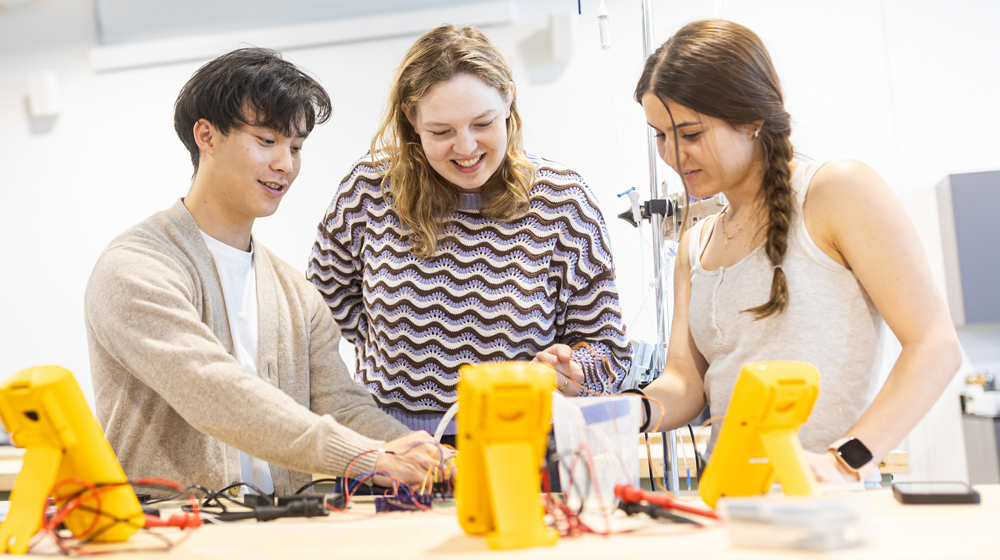 Students collaborating in Engineering lab 