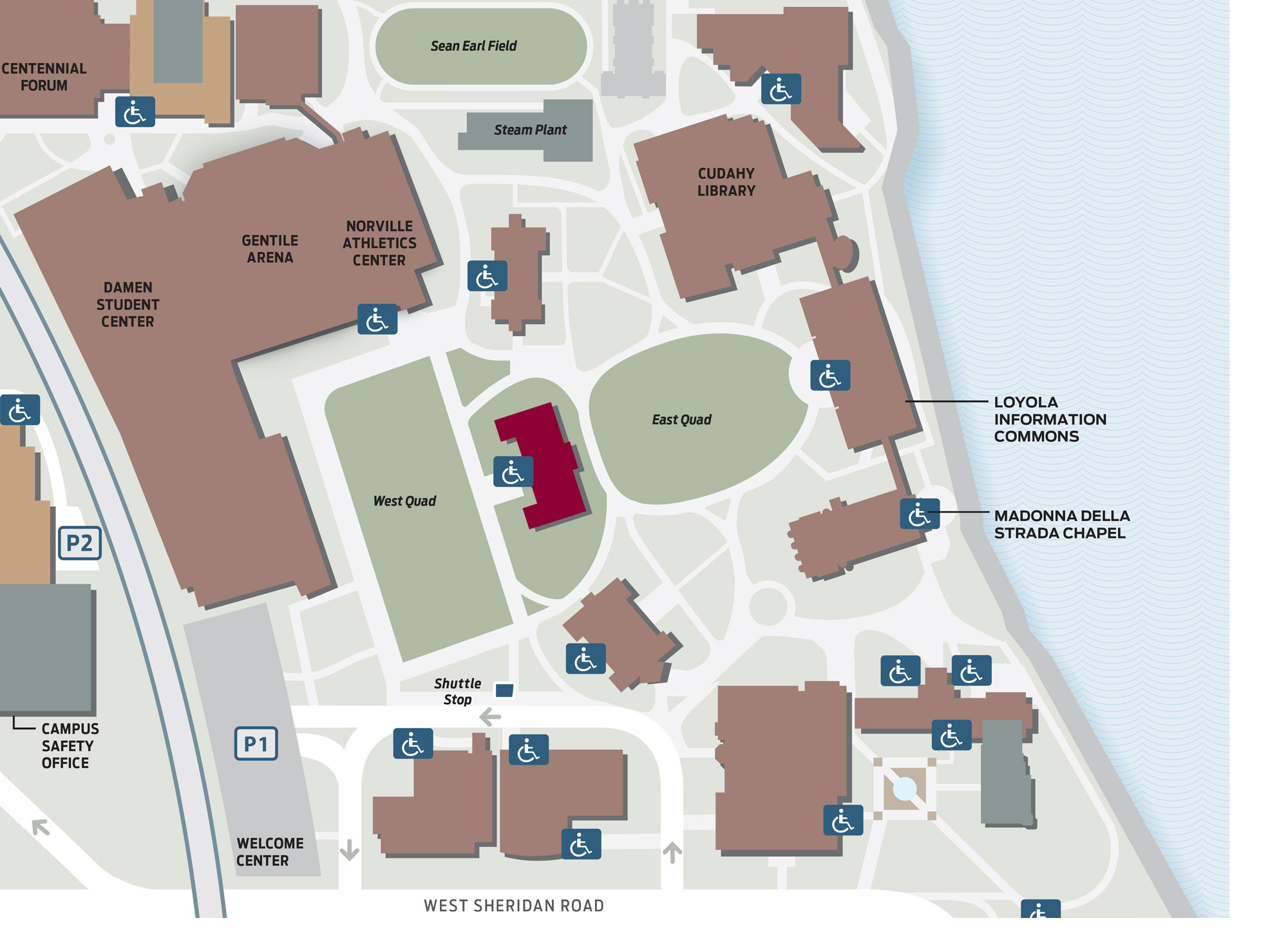 Map of Loyola University Chicago Lake Shore Campus