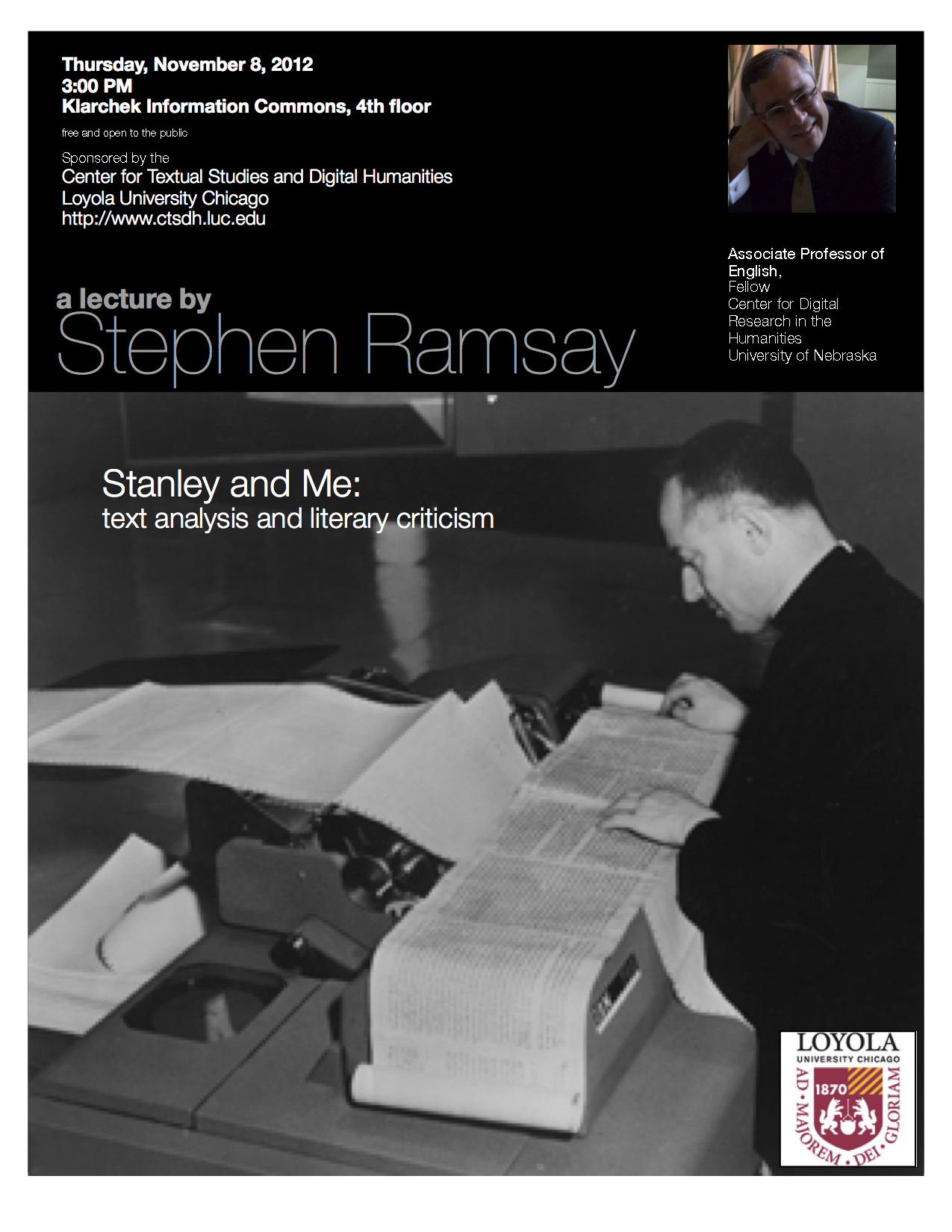 Stanley & Me: Text Analysis and Literary Criticism - Stephen Ramsay, November 8, 2012