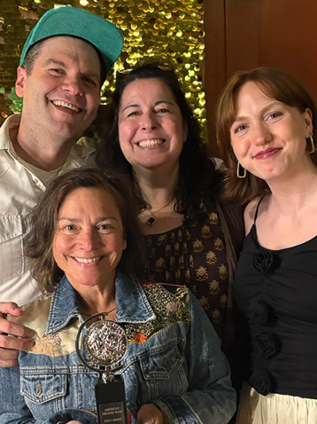 Rachel Healy with Loyola Theatre Alumni Nate Burger, Maggie Cramer, and Elizabeth Ledo. Rachel Healy with Loyola Theatre Alumni Nate Burger, Maggie Cramer, and Elizabeth Ledo.