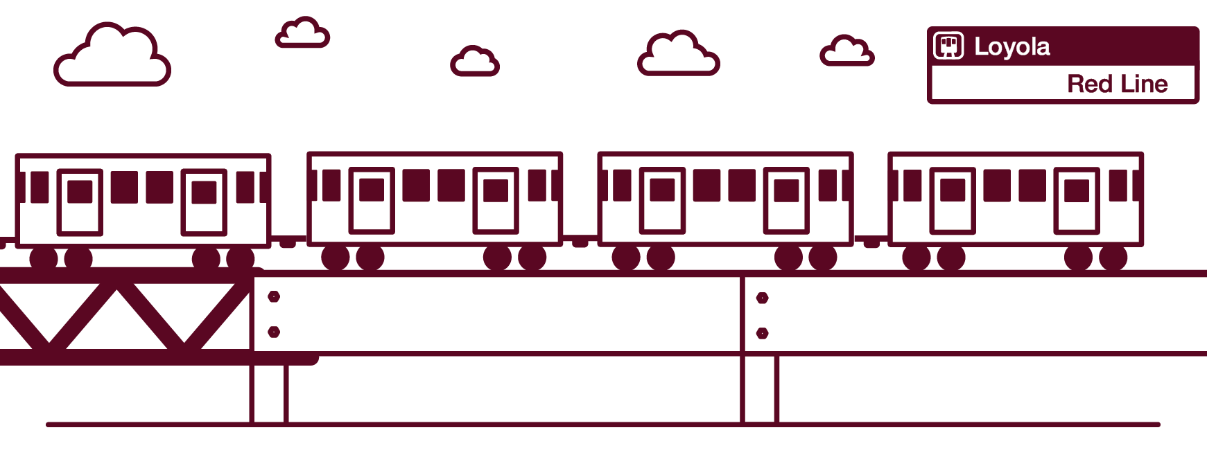 illustrations of Loyola red line train
