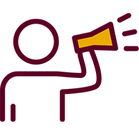 illustrated icon of a person holding a megaphone