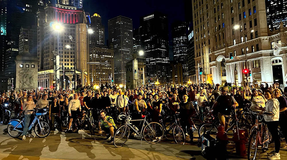 Midnight Bike Riders on Michigan Avenue