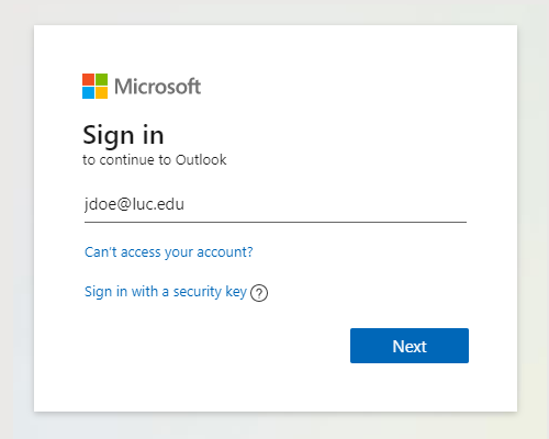 Microsoft Sign-In Screen
