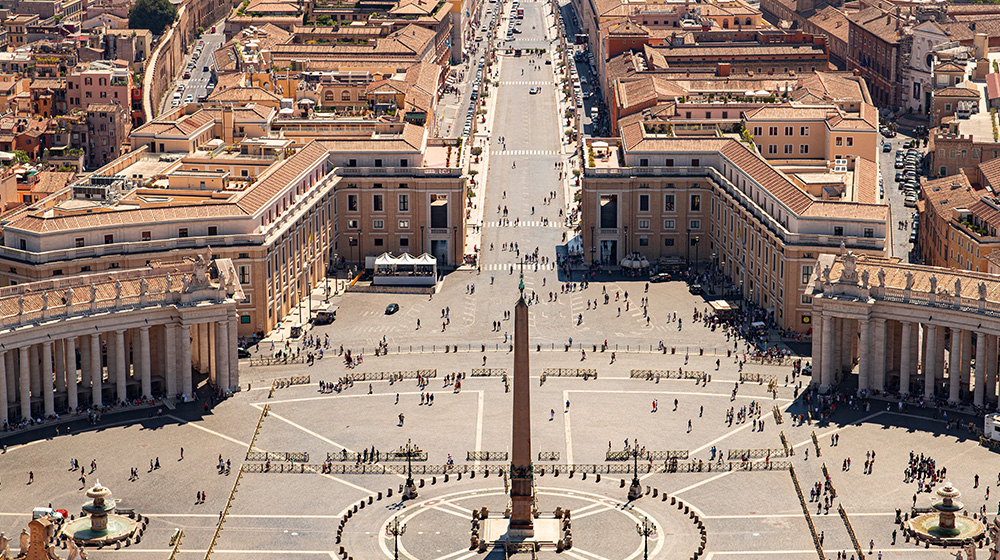 Aerial view of a roman square