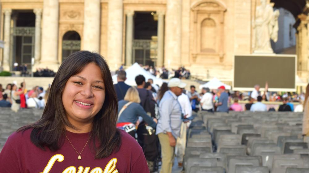 Loyola student at papal audience Loyola student at papal audience