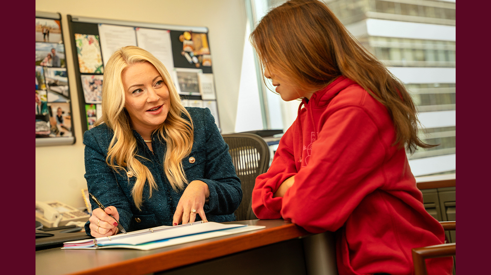 Lindsey Johnson counseling a student