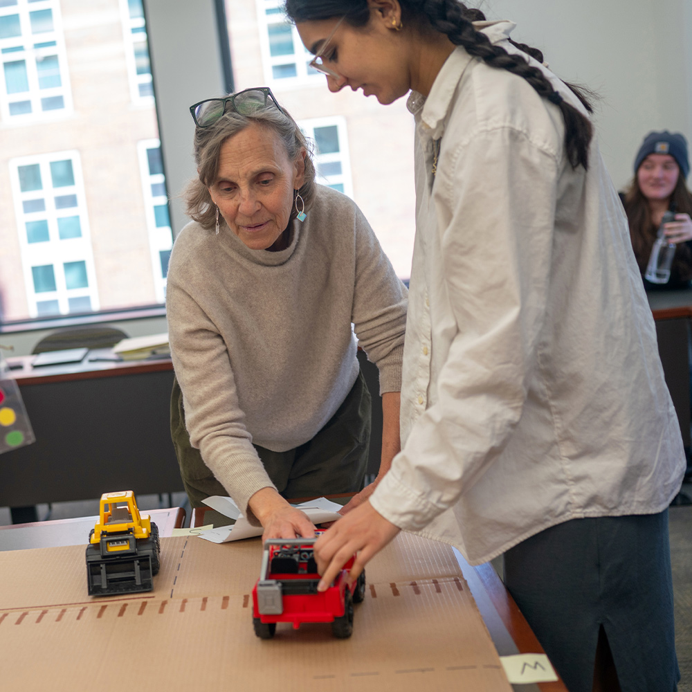 Legislation and Policy Clinic Director Anita Weinberg and student Isra Rahman