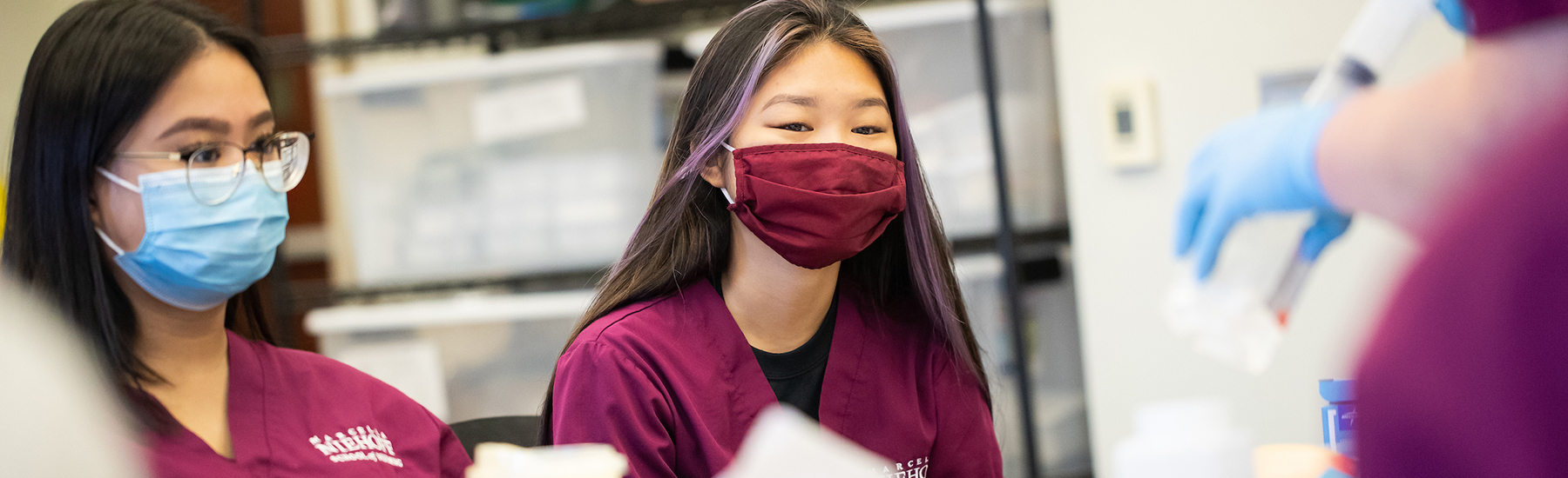 Nursing students during lab at Loyola University Chicago