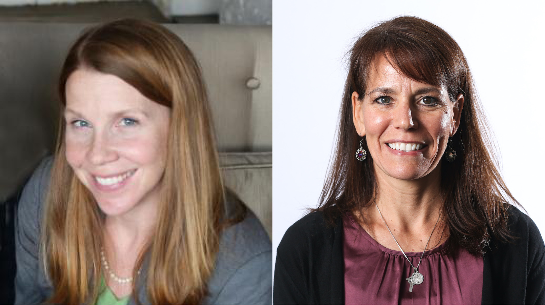Amy Bohnert (left) is a professor of clinical and developmental psychology at Loyola's College of Arts and Sciences. Trish Sheean (right) is an associate professor of dietetics at Loyola's Parkinson School. 