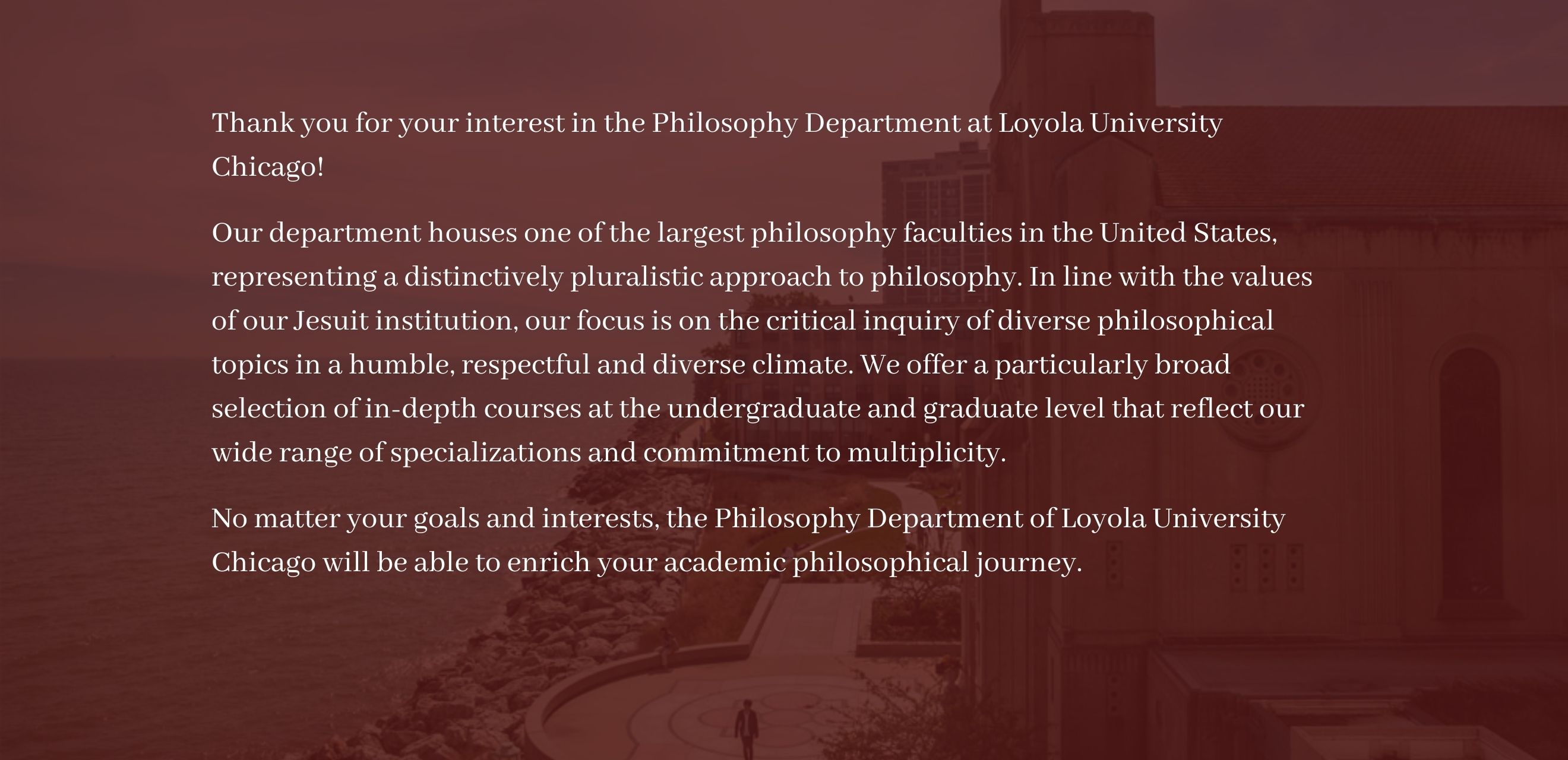 Loyola Academic Calendar 2022 Philosophy, Department Of: Loyola University Chicago