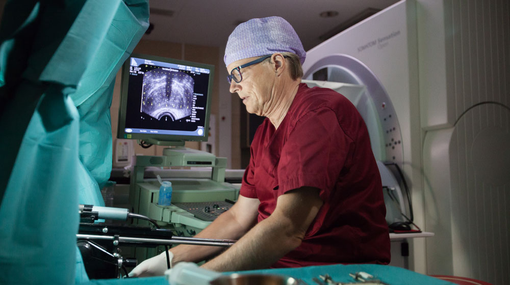 Doctor performing brachytherapy