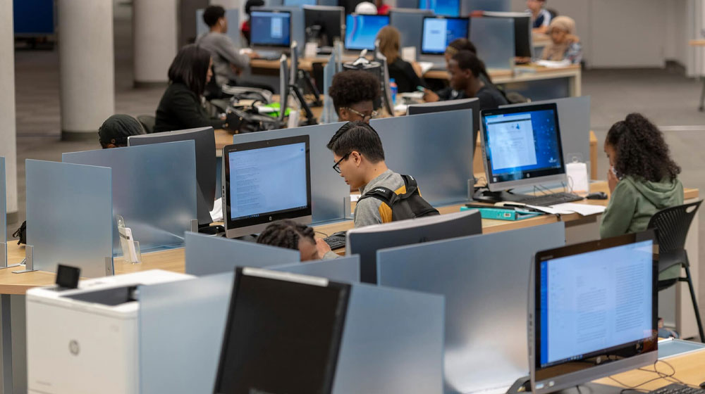 students in a computer classroom