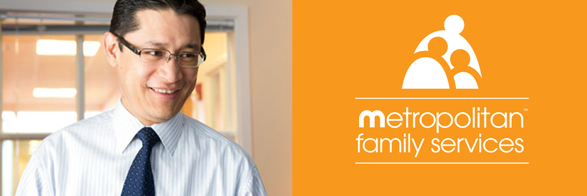 Ric Estrada headshot with Metropolitan Family Services logo Ric Estrada headshot with Metropolitan Family Services logo