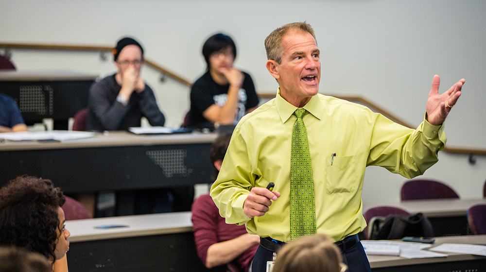 Professor Brian Stanko lecturing in Schreiber Center Professor Brian Stanko lecturing in Schreiber Center