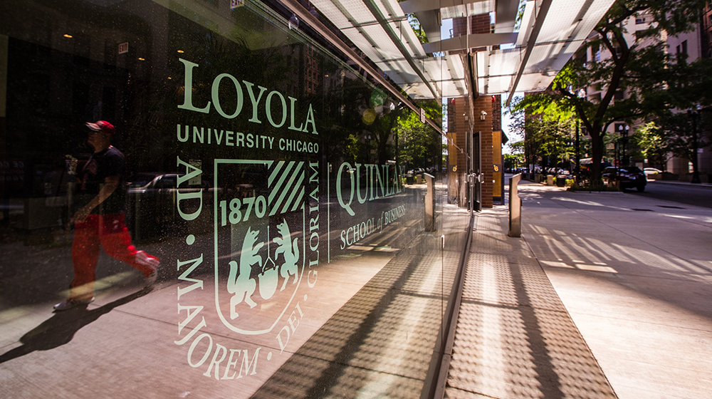 Image: Glass front of the Schreiber Center