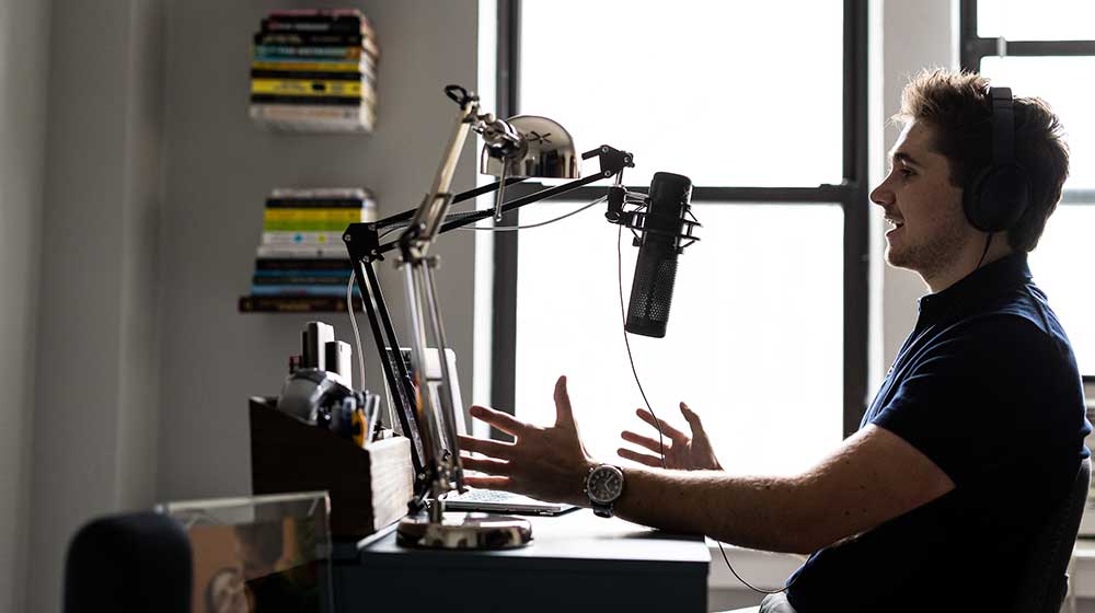 Nicolas Soto Hay records a podcasts in his home studio. Nicolas Soto Hay records a podcasts in his home studio.