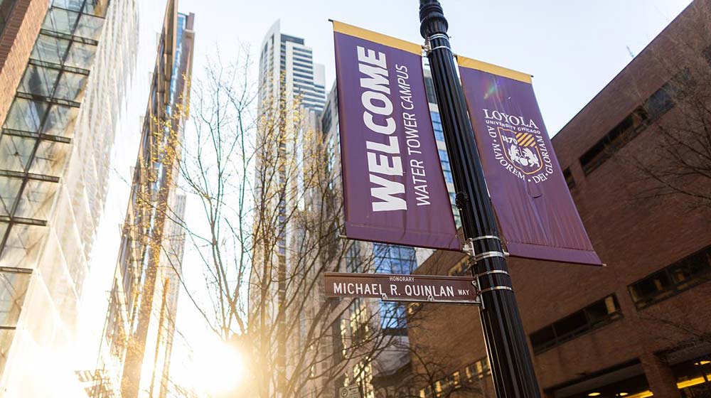 The sun rises near the Schreiber Center