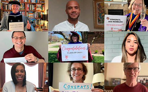 Collage of faculty, staff, and alumni celebrating the Class of 2021