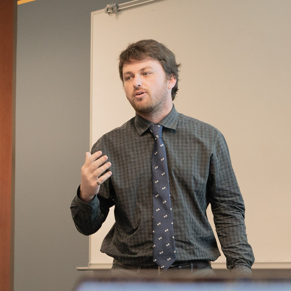 Noah Henderson leads a classroom