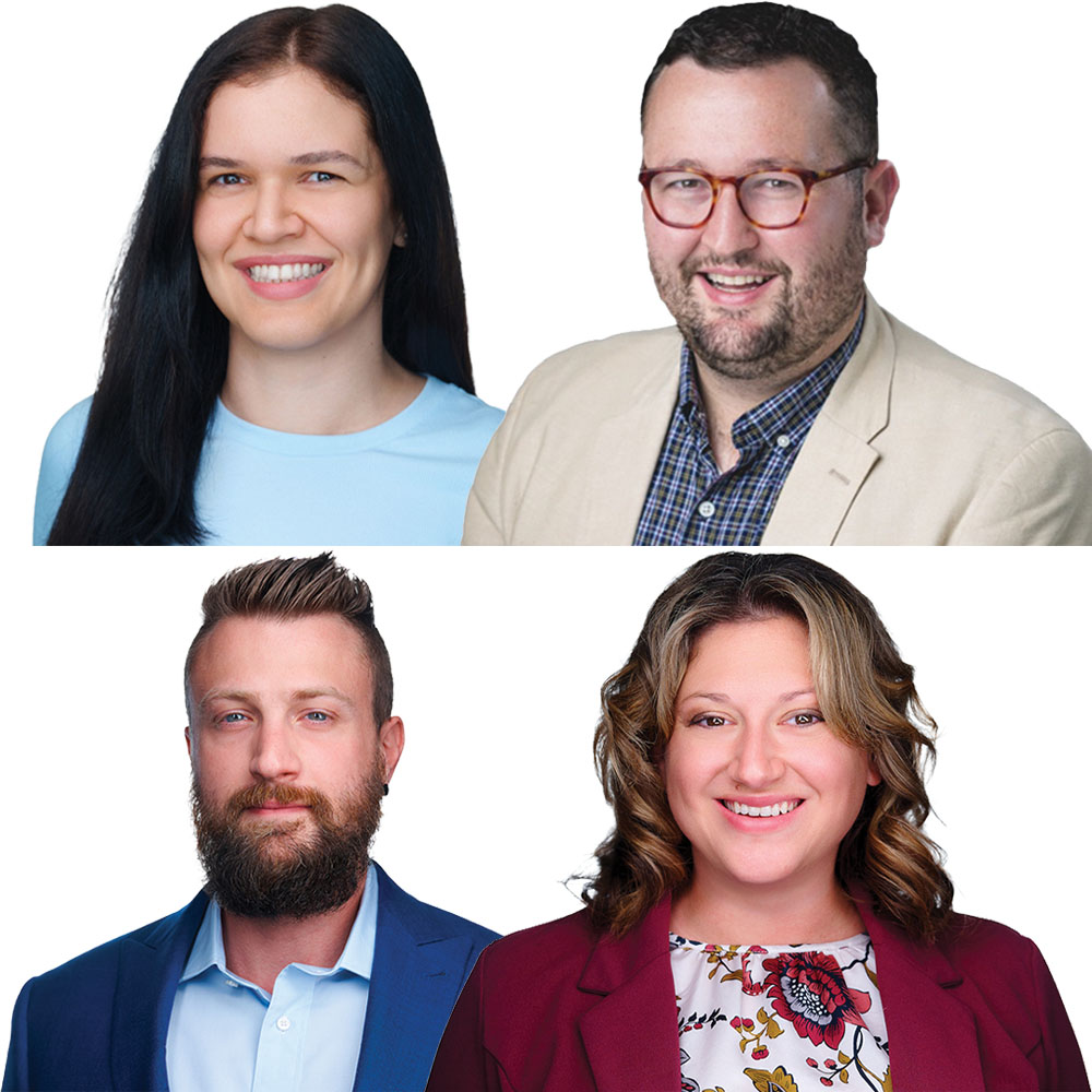 Headshots of Maria Bessa Ribeiro, Sean Connolly, Edoardo Marchesi, and Lisa McLuckie