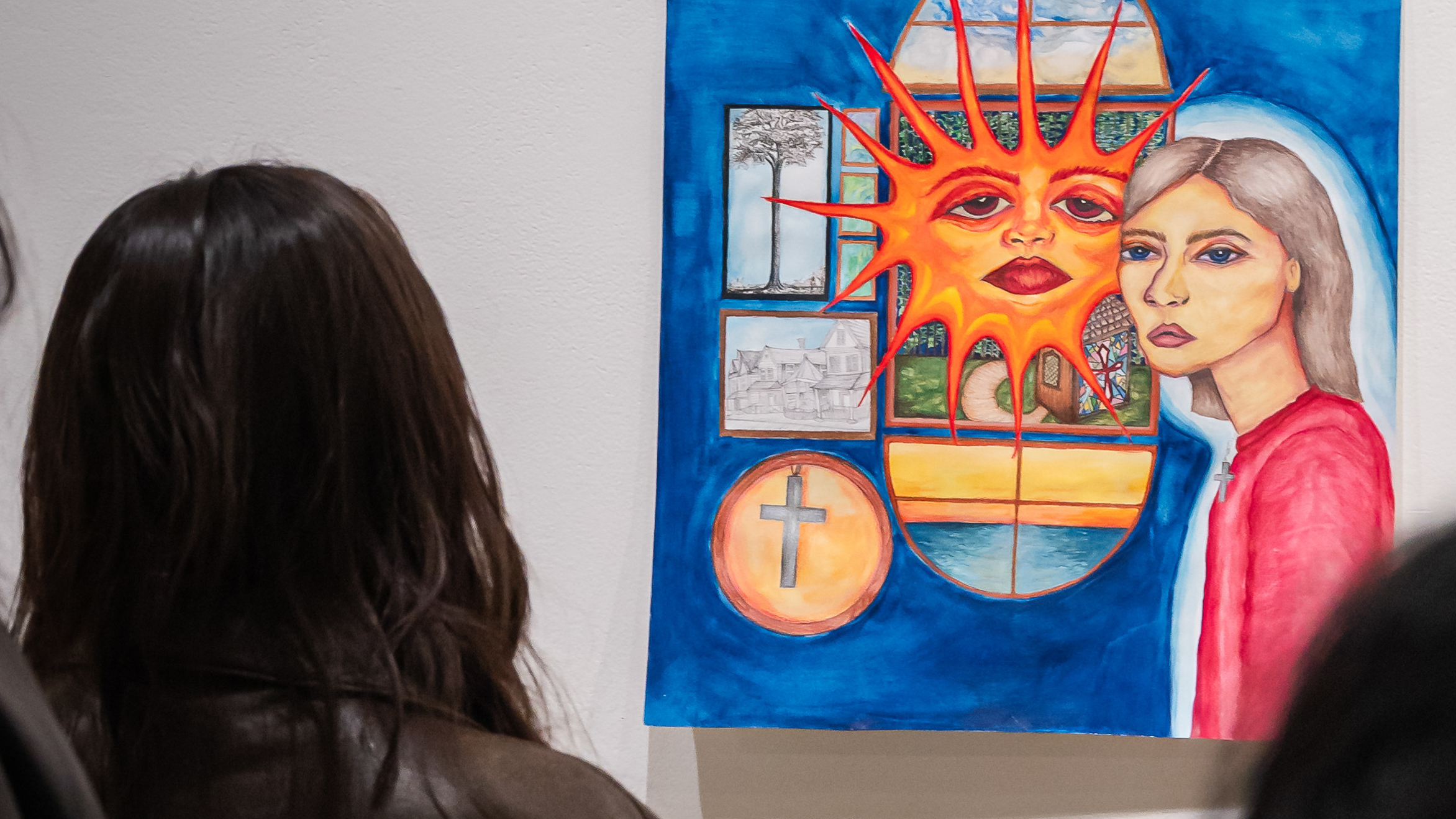 Loyola Fine Arts Student in Ralph Arnold Gallery