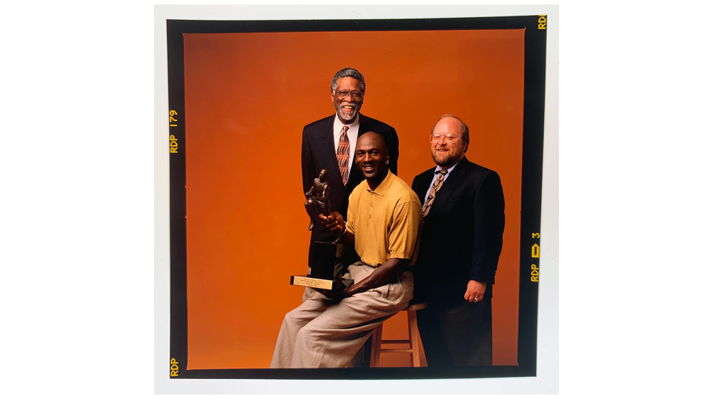 During his long career as communication director for the NBA, Brian McIntyre met many stars, including Bill Russell and Michael Jordan.