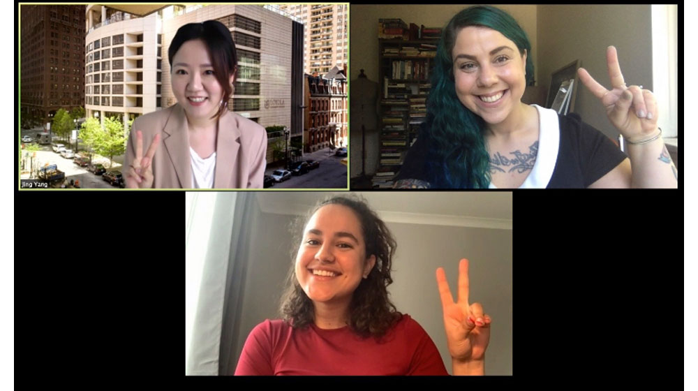 Left to right: Professor Jing Yang, Ava Battocchio, Camila Teran