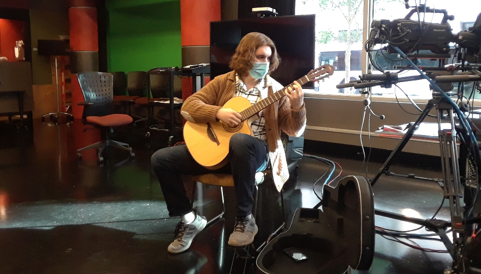 Loyola student Patrick Convery plays classical and jazz guitar at a recent Tune In Tuesday concert at the School of Communication. Loyola student Patrick Convery plays classical and jazz guitar at a recent Tune In Tuesday concert at the School of Communication.