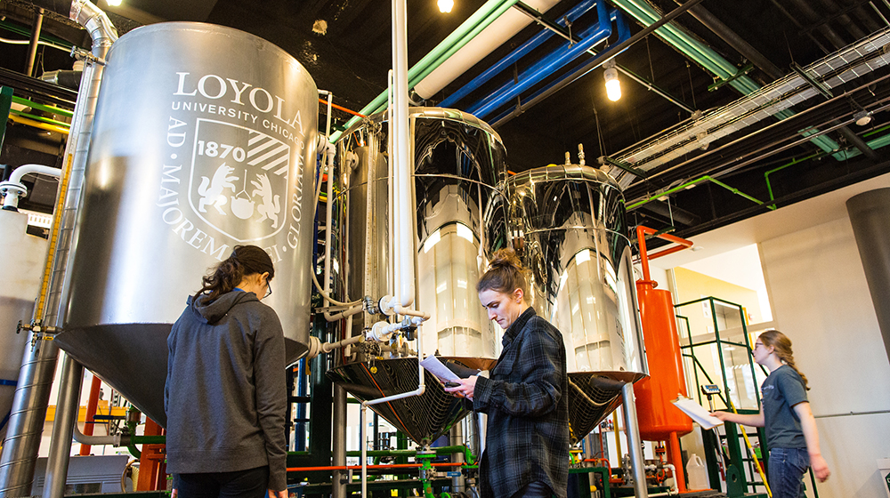 students work in loyola biodiesel lab