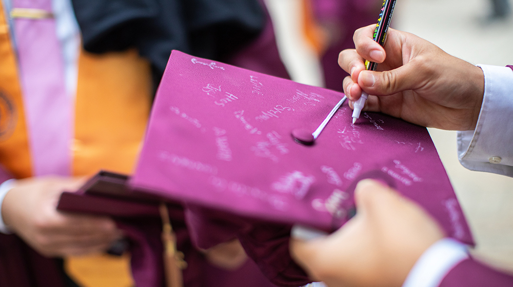 graduation hat detail shot