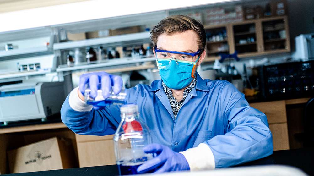 student working in a lab