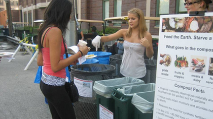 Loyola's composting pilot program in 2011. 