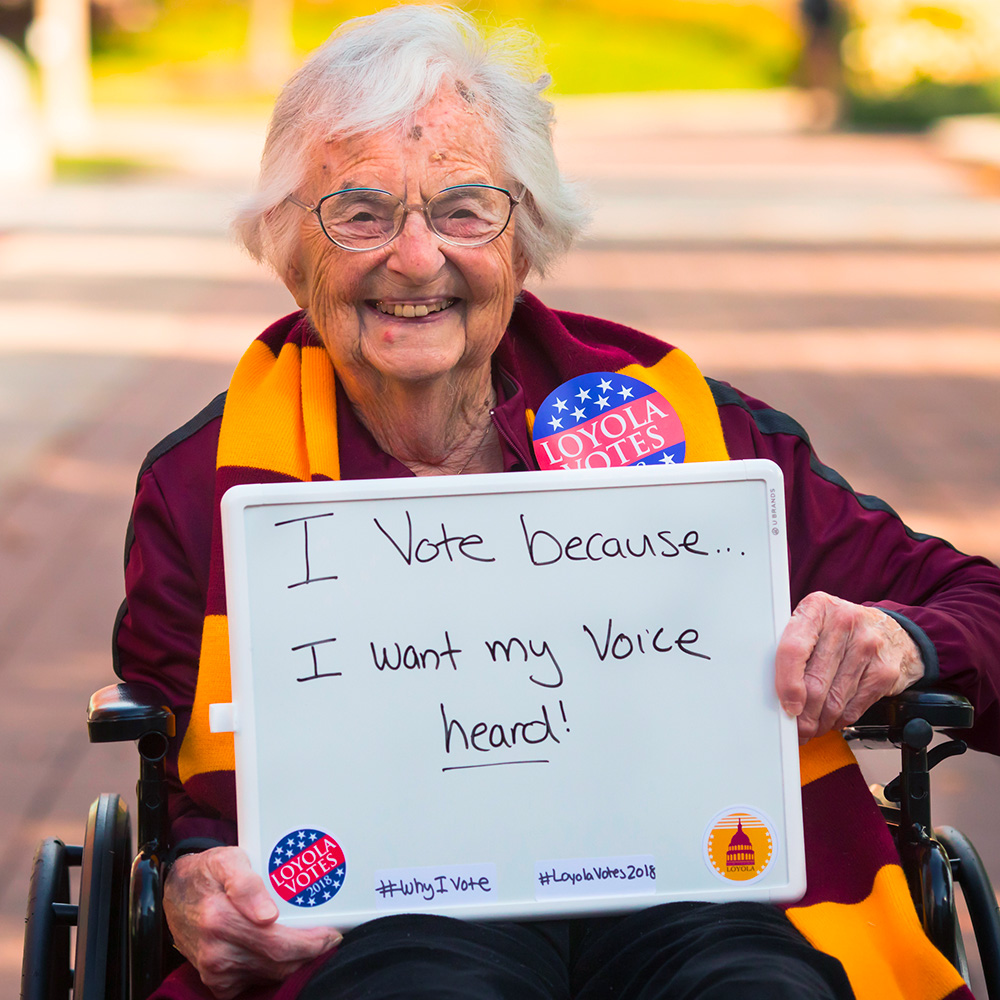 Loyola Votes is a non-partisan, university-wide campaign effort under the Loyola University Public Engagement (LUPE) Working Group at Loyola University Chicago.