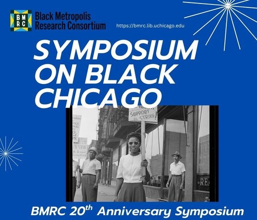 Blue BMRC twentieth symposium flyer featuring BMRC logo in the top left