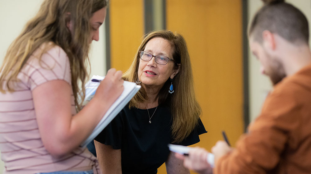 Lisa Erceg, a senior lecturer in the Department of French, has a passion for mentoring the next generation of scholars, which earned her Loyola University Chicago's 2019 Ignatius Loyola Award for excellence in teaching. (Photo: Lukas Keapproth)