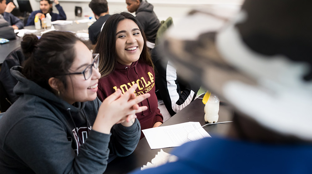 Most students who enroll at Arrupe College tend to be first-generation students from working-class families in or around Chicago. Arrupe exposes them to a rigorous Jesuit education that comes at an affordable price. (Photo: Lukas Keapproth)
