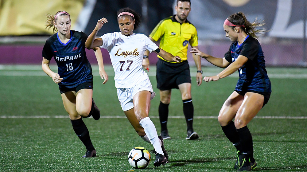 Graduate student Simone Wark was among the players who helped the Ramblers make their second consecutive appearance in the NCAA women’s soccer tournament. (Photo: Steve Woltmann)