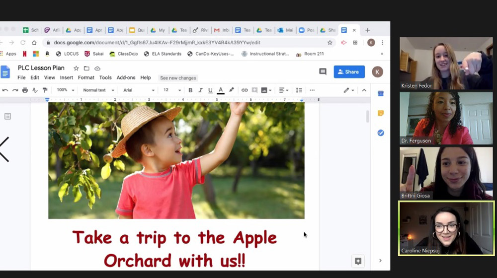 Loyola University Chicago faculty member Kelly Ferguson worked with education majors to help local school teachers come up with creative online instruction opportunities for their students, such as a virtual field trip to an apple orchard. (Image courtesy of Kelly Ferguson)