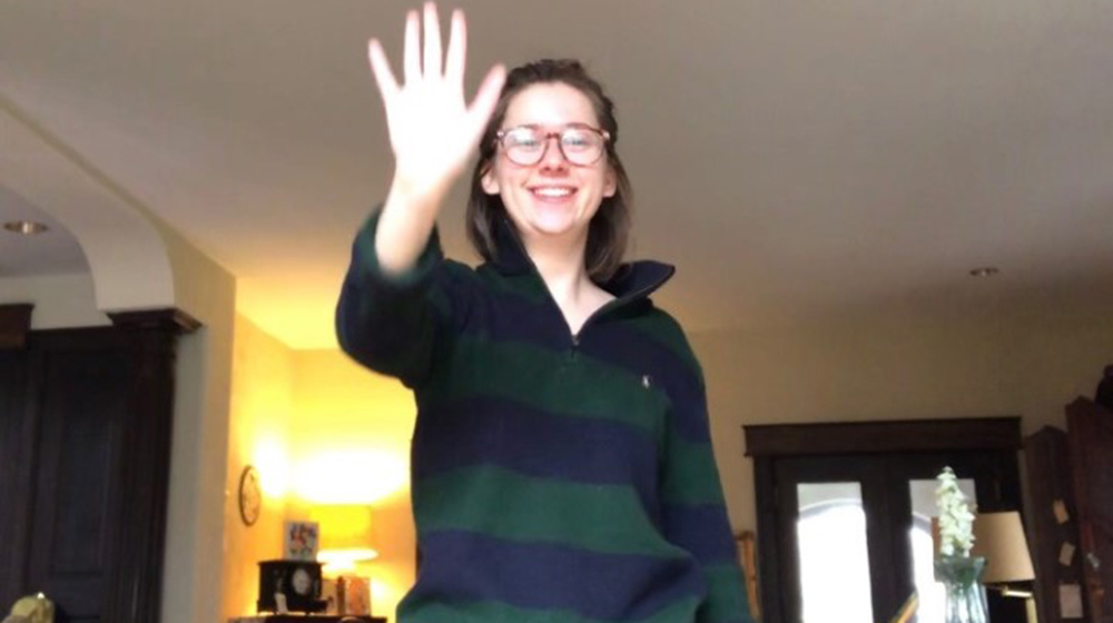 Maura Kernell, a senior English major, does her dance routine from home after COVID-19 sent students home for the remainder of the Spring 2020 semester. (Submitted Photo: Maura Kernell)