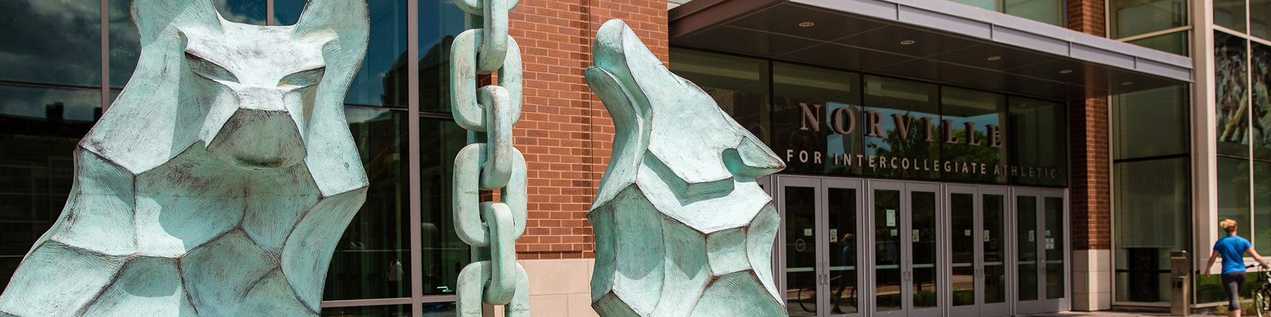 A sculpture on the Lake Shore Campus of Loyola University Chicago that depicts the story of the Ignatius family generosity that overflowed to the wolves that were starving. A sculpture on the Lake Shore Campus of Loyola University Chicago that depicts the story of the Ignatius family generosity that overflowed to the wolves that were starving.